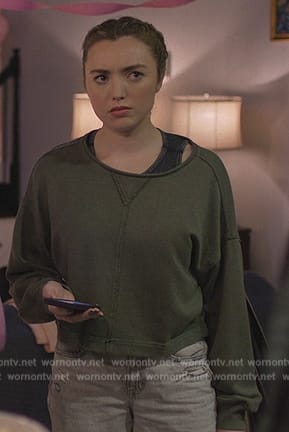 Tory’s green cropped sweatshirt on Cobra Kai
