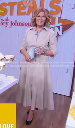 Tory’s grey belted midi dress on Good Morning America