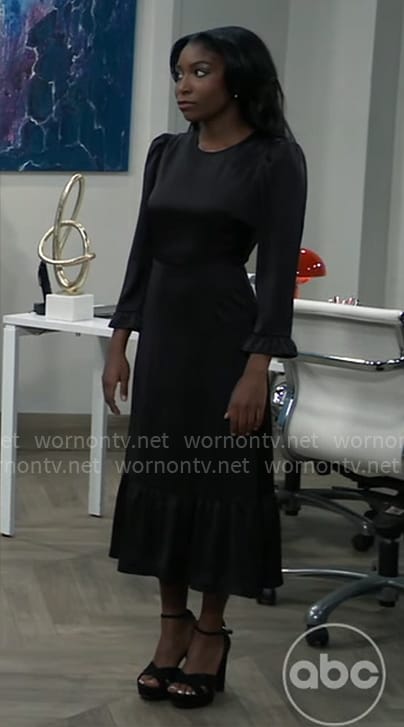 Trina’s black midi dress on General Hospital