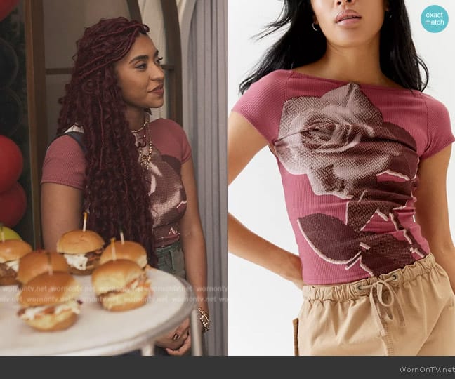 Urban Outfitters Rose Nadia Rose Low Back Top worn by (Pascual-Peña) on Bel-Air