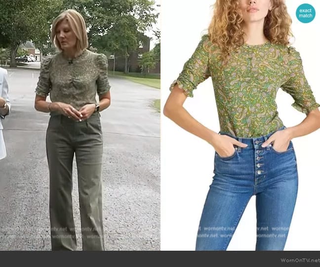 Veronica Beard Paisley Long Sleeve Silk Blouse worn by Kate Snow on Today