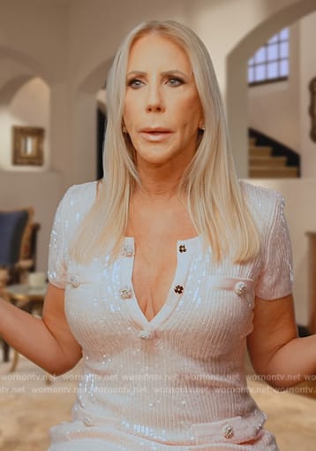 Vicki’s sequin confessional dress on The Real Housewives of Orange County