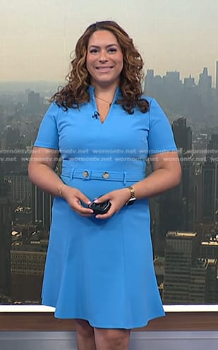 Violeta’s blue belted flare dress on NBC News Daily