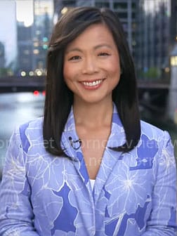 Weijia Jiang’s blue floral blazer on CBS Mornings