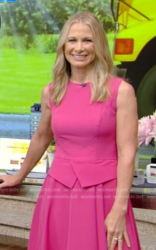 Wendy Bazilian’s pink sleeveless dress on Live with Kelly and Mark