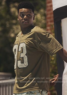 Will’s olive green 83 jersey and shorts on Bel-Air