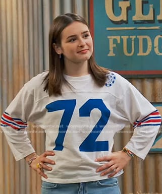 Winnie’s white 72 print tee on Bunkd