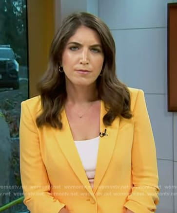 Liz Kreutz’s orange ruched sleeve blazer on Today