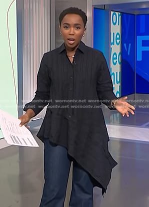 Zinhle’s black asymmetric tunic on NBC News Daily