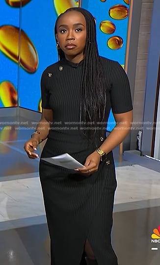 Zinhle’s black ribbed button detail dress on NBC News Daily