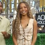 Zuri’s denim vest and skirt on Access Hollywood