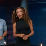 Zuri’s black sleeveless fringe dress on Access Hollywood