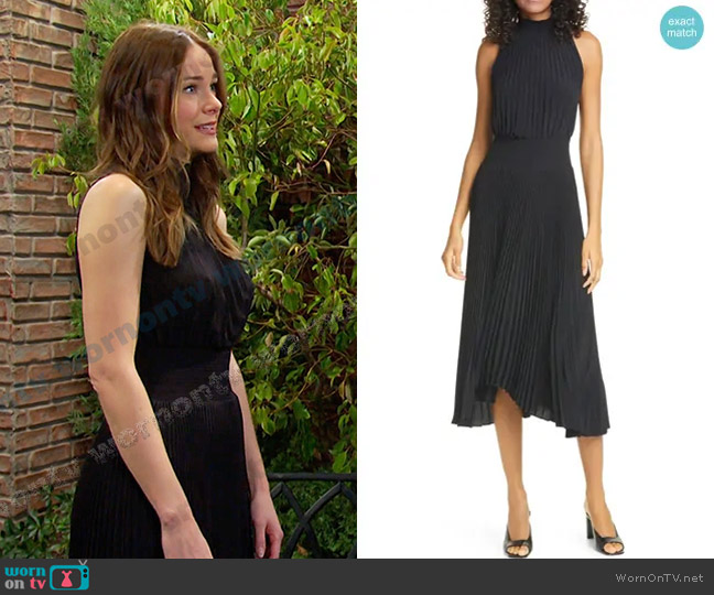 A.L.C. Renzo Pleated Dress worn by Stephanie Johnson (Abigail Klein) on Days of our Lives