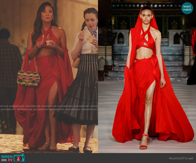 emily in paris mindy red dress Netflix 'Emily in Paris' Season 4: Where to Get Mindy Chen's Outfits Femestella