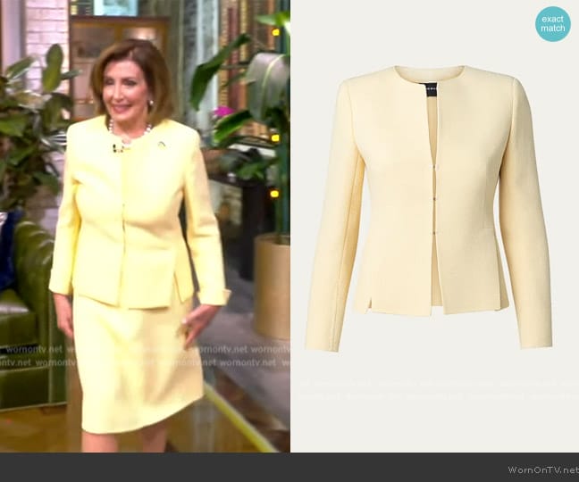 Akris Ocello Wool Crepe Jacket worn by Nancy Pelosi on The View