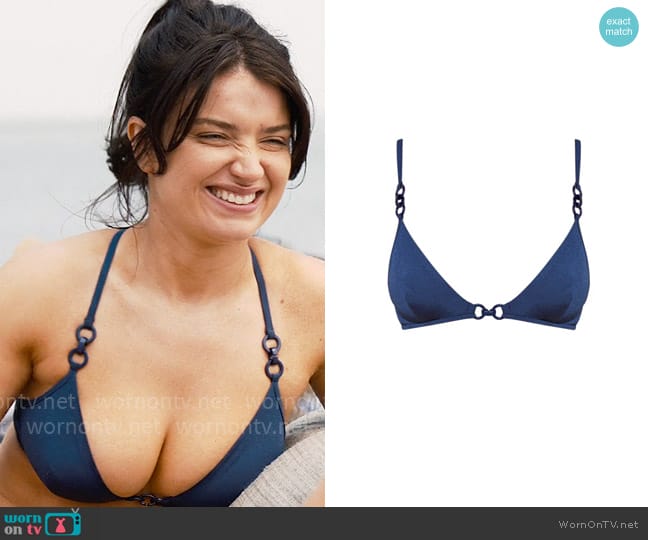 Andres Sarda Gray Triangle Bikini Top worn by Amelia Sacks (Eve Hewson) on The Perfect Couple