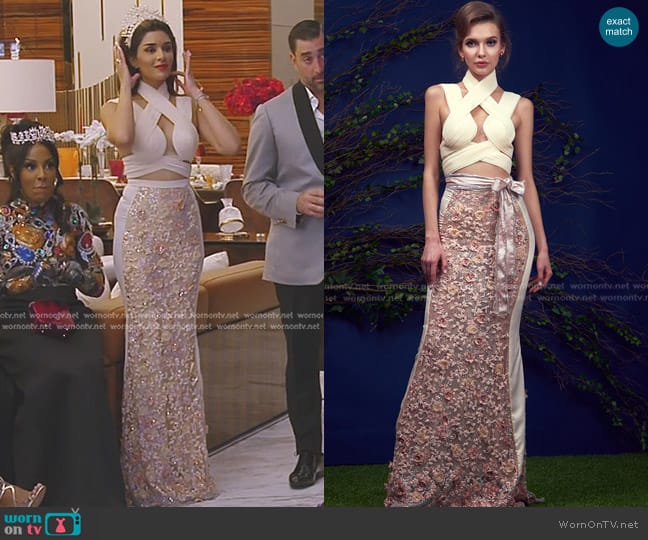 Cabochon Bold Lily Top worn by Saba Yussouf (Saba Yussouf) on The Real Housewives of Dubai