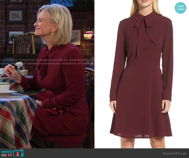 Maggy London Crepe Bow Fit & Flare Dress worn by Kayla Brady (Mary Beth Evans) on Days of our Lives