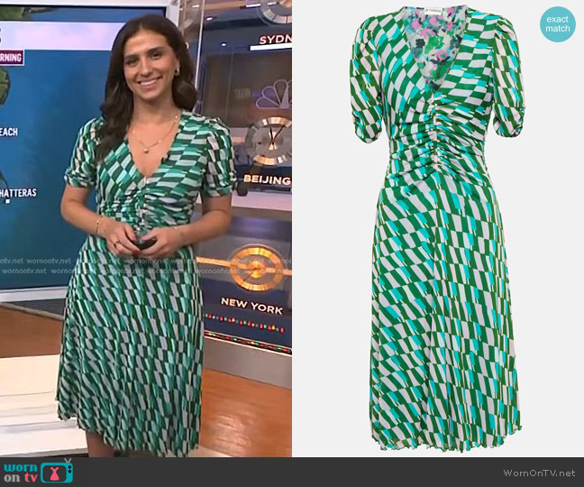 Diane von Furstenberg Koren Printed Minidress worn by Angie Lassman on NBC News Daily