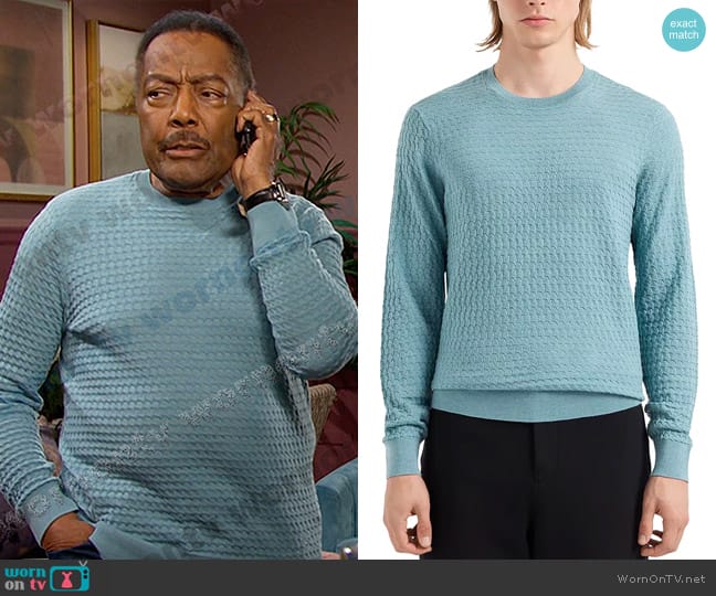 Emporio Armani Ribbed Trim Crewneck Sweater worn by Abe Carver (James Reynolds) on Days of our Lives
