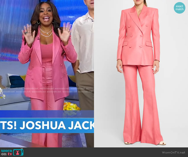 Gabriela Hearst Rhein Wide-Leg Pants in Watermelon worn by Niecy Nash on Good Morning America