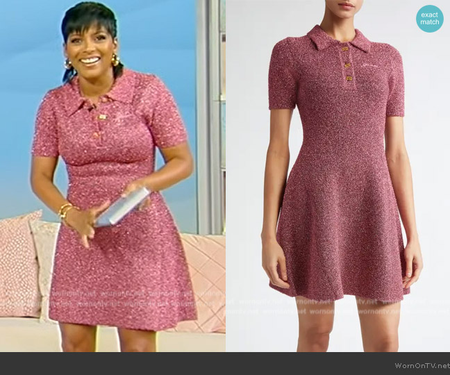 Ganni Sparkle Knit Fit & Flare Sweater Dress worn by Tamron Hall on Tamron Hall Show
