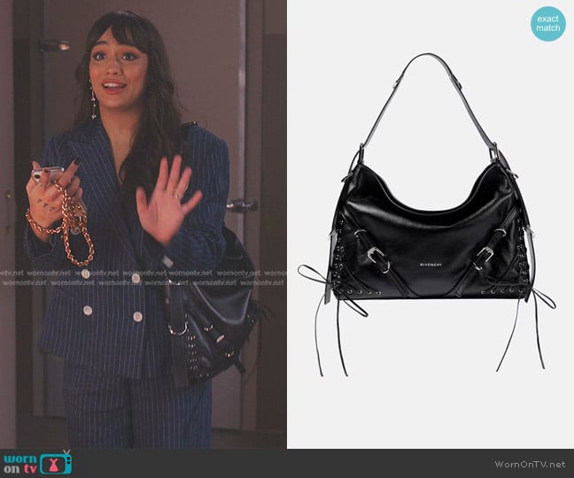 Givenchy Voyou Medium Leather Shoulder Bag worn by Genevieve (Thalia Besson) on Emily in Paris