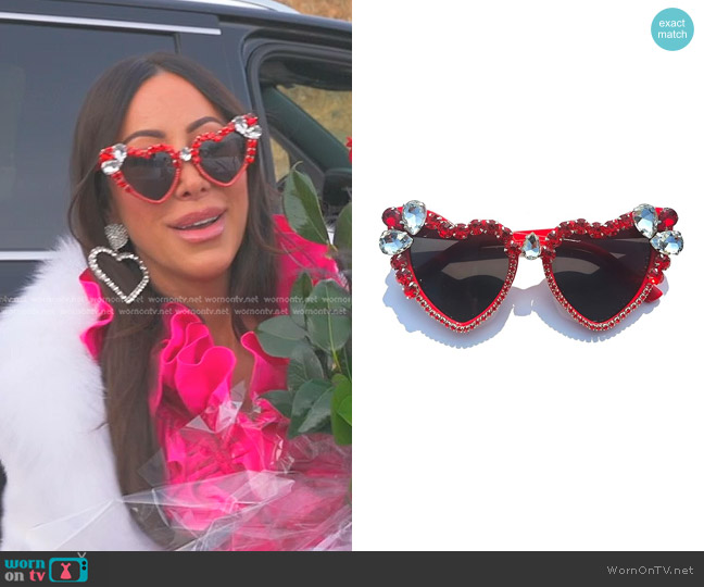 Willochra Heart shaped Rhinestone Sunglasses worn by Angie Katsanevas on The Real Housewives of Salt Lake City