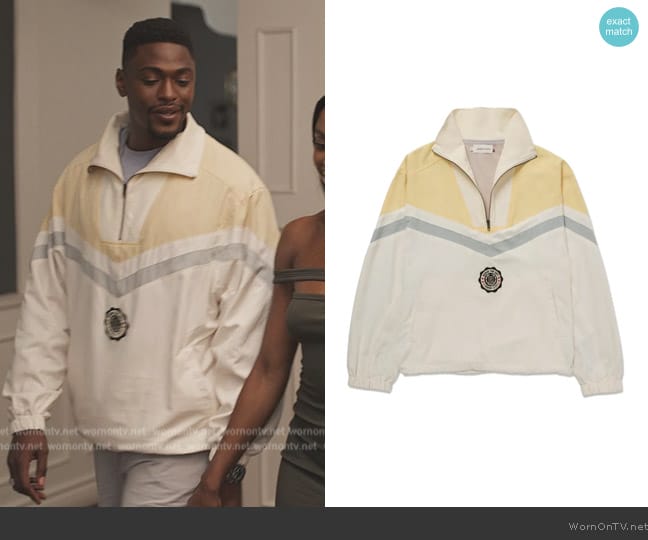 Honor the Gift Chevron Half Zip Anorak worn by Justin Cornwell (Lamarcus Alton) on Bel-Air