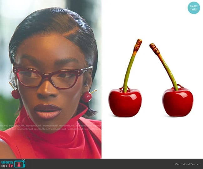 Jacquemus Cherry Earrings worn by Chelsea Lazkani on Selling Sunset