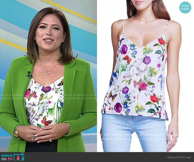 L'Agence Jane Floral Silk Tank worn by Chloe Melas on Today