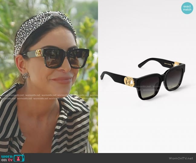 Louis Vuitton LV Link PM Square Sunglasses worn by Taleen Marie (Taleen Marie) on The Real Housewives of Dubai