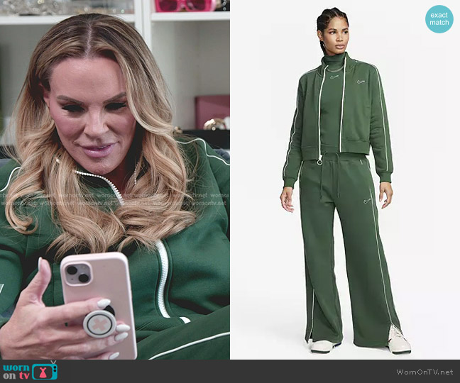 Nike Fleece Track Top in Fir worn by Heather Gay on The Real Housewives of Salt Lake City