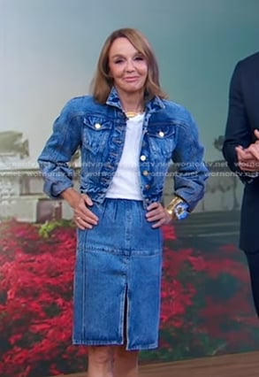 Philippine Leroy-Beaulieu’s denim jacket and skirt on Good Morning America