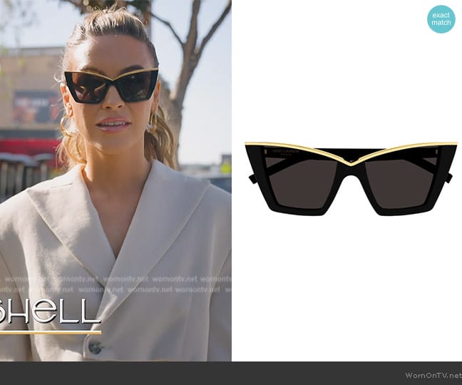 Saint Laurent Round Frame Sunglasses worn by Chrishell Stause on Selling Sunset