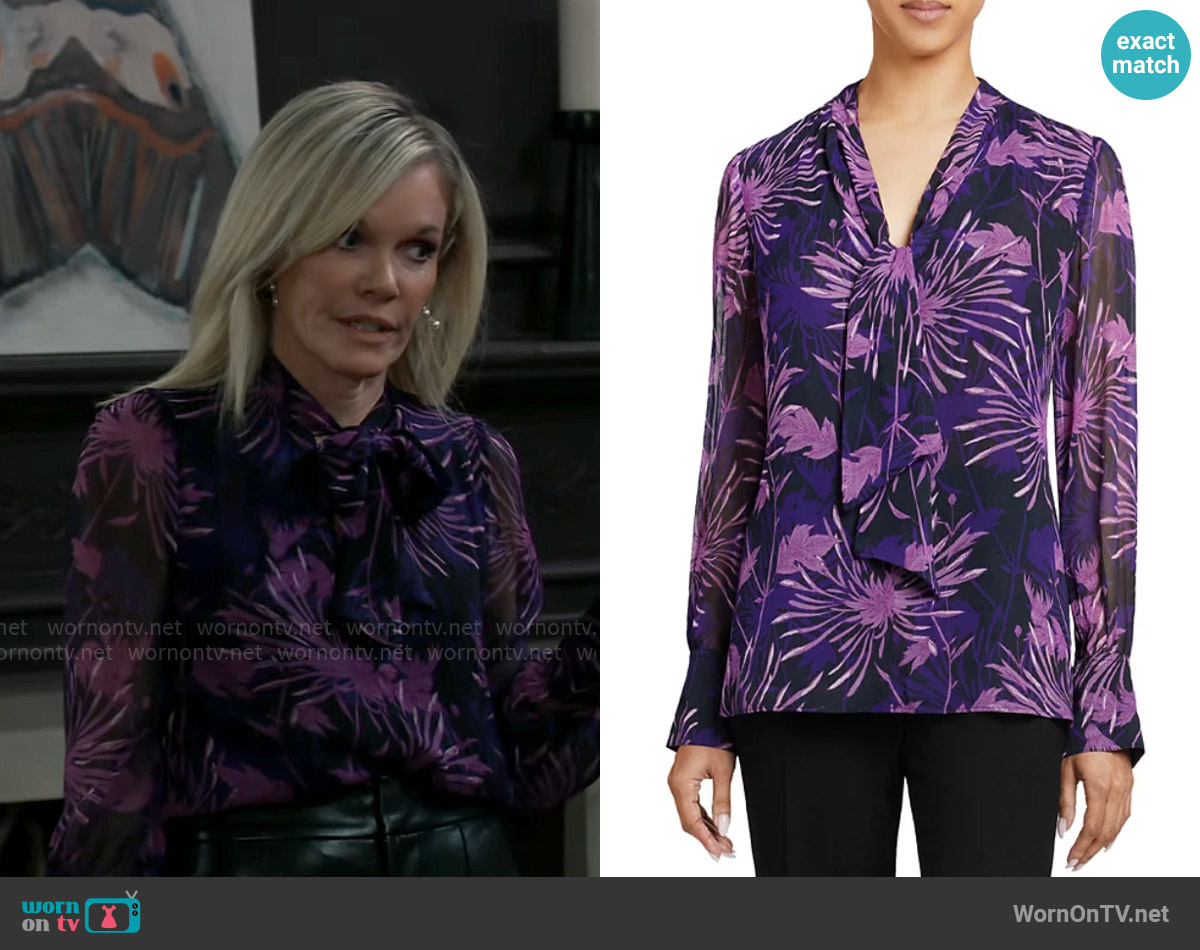 Santorelli Tie Neck Top worn by Ava Jerome (Maura West) on General Hospital