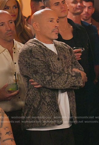 Jason’s knit snake print cardigan on Selling Sunset