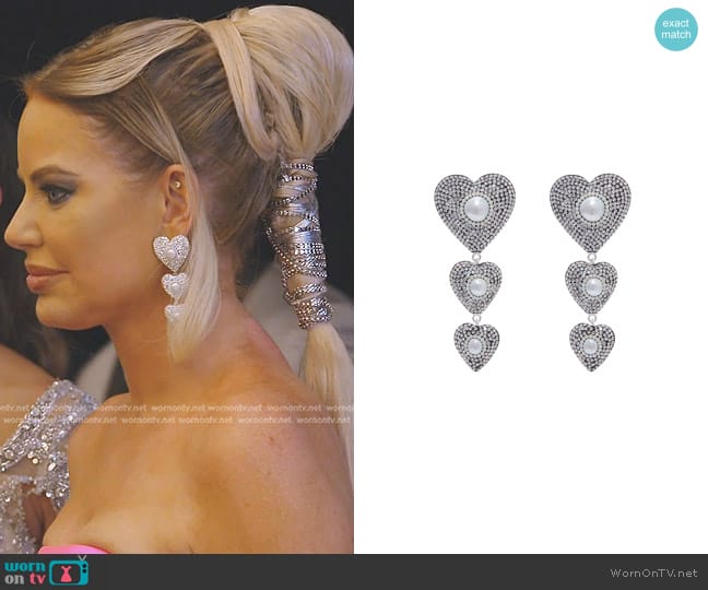 Soru Silver Heart Earrings worn by Caroline Stanbury (Caroline Stanbury) on The Real Housewives of Dubai