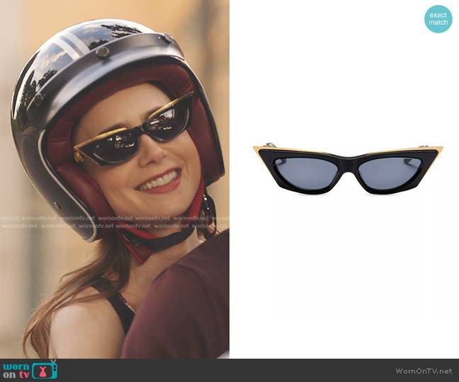 Valentino Garavani V-Goldcut I 55MM Cat-Eye Sunglasses worn by Emily Cooper (Lily Collins) on Emily in Paris