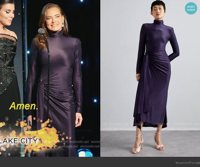 Victoria Beckham Long Sleeve High Neck Dress worn by Meredith Marks on The Real Housewives of Orange County