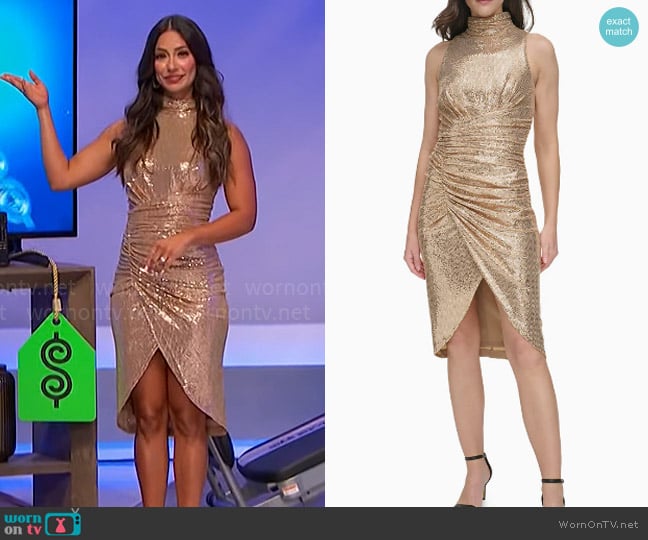 Vince Camuto Ruched High-Low Midi Dress worn by Manuela Arbeláez on The Price is Right