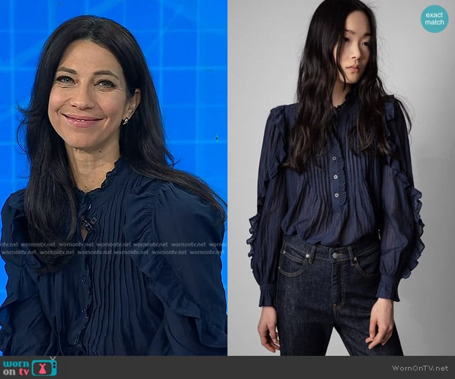 Zadig & Voltaire Timmy Blouse in Dark Navy worn by Dr. Natalie Azar on Today