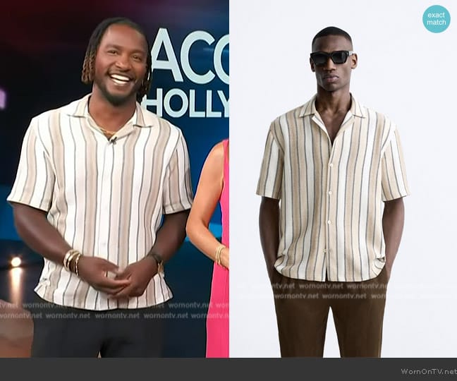 Zara Textured Striped Shirt worn by Scott Evans on Access Hollywood
