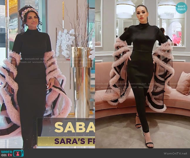 AAVVA Neoprene Tappered Gown With Ruffles Bell Sleeves worn by Sara Al Madani (Sara Al Madani) on The Real Housewives of Dubai