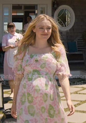 Abby’s pink and green floral dress on The Perfect Couple