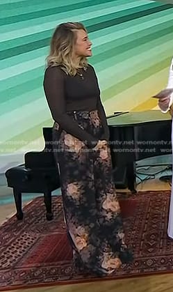 Rachel Platten’s black floral wide-leg pants on Today