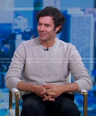 Adam Brody’s grey cable knit sweater on Good Morning America