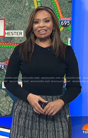Adelle’s black top and grey plaid skirt on Today