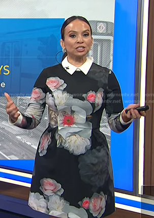 Adelle’s black floral collared dress on Today