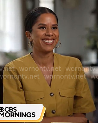 Adriana Diaz’s v-neck utility dress on CBS Mornings